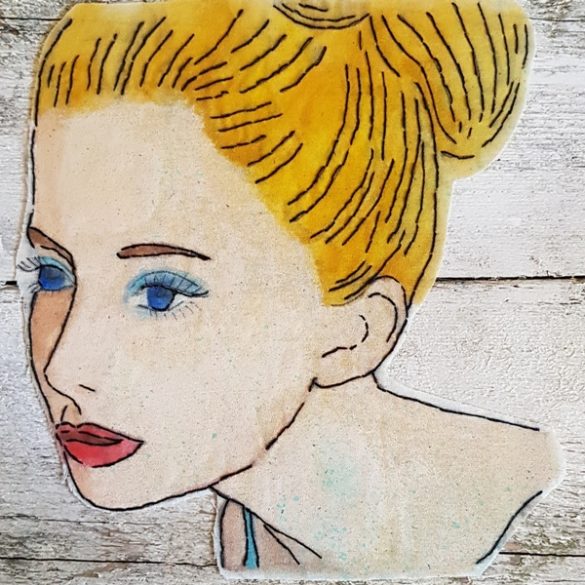 Textile Mixed Media Face Fashion