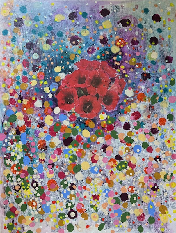 Cosmic Flowers Mixed Media Art