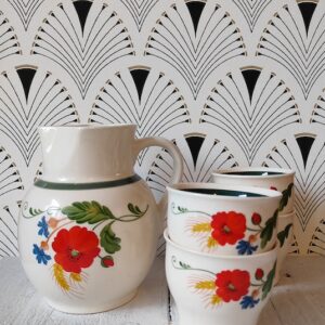 Vintage set kan en bekers DDR keramiek jaren 70
